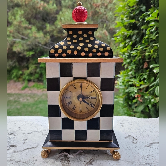 Mackenzie Childs Courtly Check Desk Clock NWOT - Picture 1 of 9